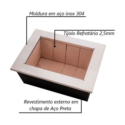 Caixa Braseiro Churrasqueira Gourmet em Aço Preta 60x45x28cm