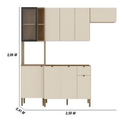 Armário De Cozinha Completa Com Balcão Para Pia Mdf 9 Portas Vert Plus Freijó-soft