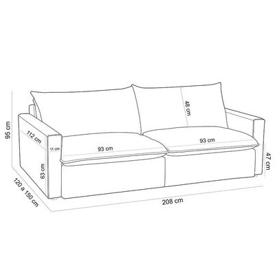 Sofá Cama Retrátil Reclinável 208cm Lari F04 Bouclê Cru