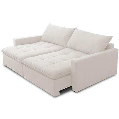 Sofá Cama Retrátil Reclinável 208cm Lari F04 Bouclê Cru