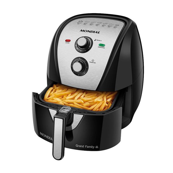 Fritadeira Elétrica Air Fryer Mondial Pratic AFN-60-BI 6L Preta/Inox - 220V