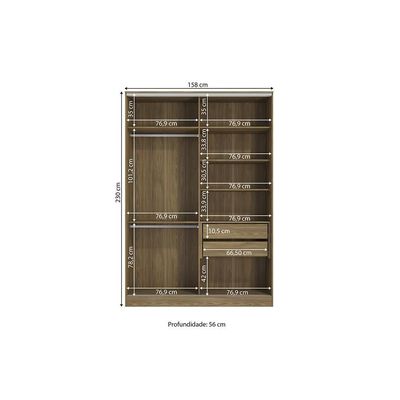 Guarda-roupa 2 Pts Correr Kappesberg Adapt Nogueira-branco