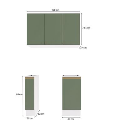 Lavanderia Modulada Kappesberg Celeste 3 Peças Branco/verde