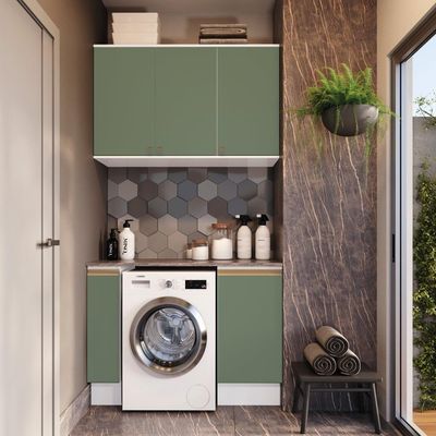 Lavanderia Modulada Kappesberg Celeste 3 Peças Branco/verde