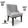 Kit 6 Cadeiras Estofadas Para Sala De Jantar Base Fixa De Madeira Preto Lia Suede Cinza - Ibiza