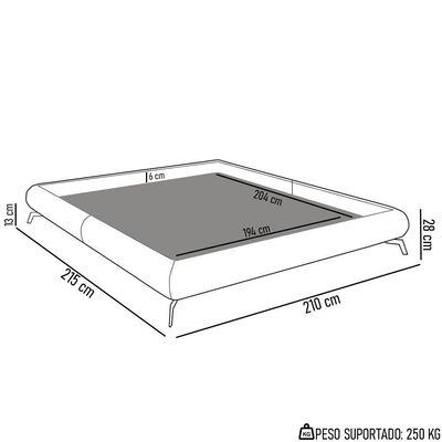 Cama King Base Box 193x203cm Pés De Ferro Cold P02 Veludo Preto - Mpozenato