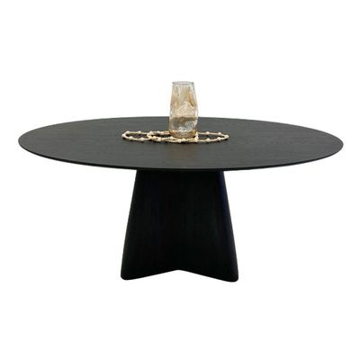 Mesa De Jantar Cone Lazo Oval 140x90 Cm Tampo Ébano Base Ébano Preto