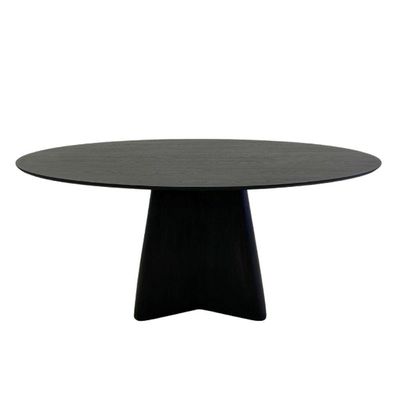 Mesa De Jantar Cone Lazo Oval 140x90 Cm Tampo Ébano Base Ébano Preto