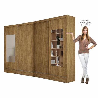 Closet Casal Belém 4 Pts Com Espelho Carioca Móveis Cinamomo