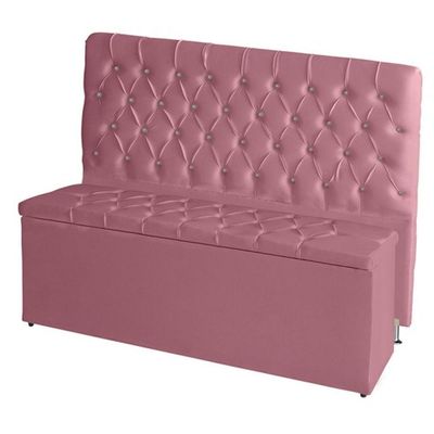Kit Cabeceira De Cama E Calçadeira Baú Estrela Queen 160 Cm Suede Capitonê Rosa Claro Casa Móveis E Decoração