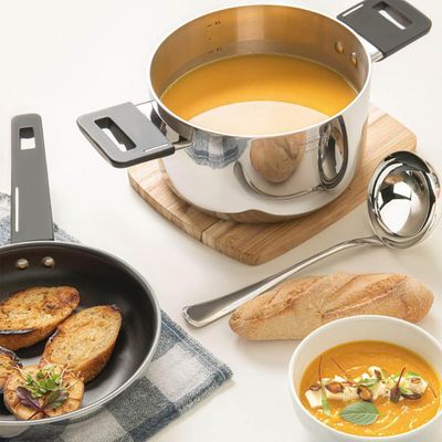 Jogo de Panelas Tramontina Grano TecnoHeat Aço Inox 4pçs Corpo Triplo Cabos Alças de Baquelite