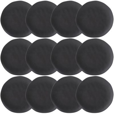 Kit 12 Pratos Rasos Orgânico Preto Matte 26,5cm Cerâmica Mesa Posta Porto Brasil