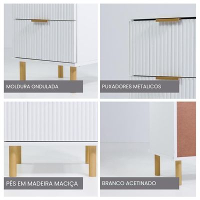 Mesa De Cabeceira Ditália 2 Gavetas Dm-121 Branco