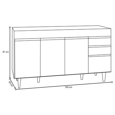 Balcão Gabinete Para Pia Sem Tampo 150cm Marrocos Preto - Lumil