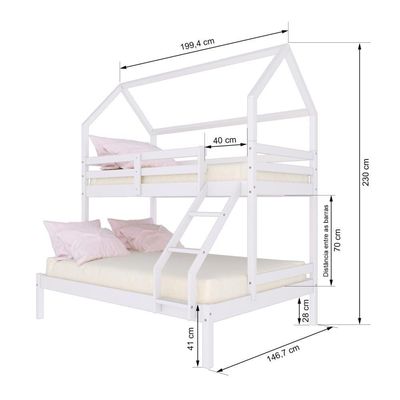 Beliche Casinha Casal/Solteiro Slim RB Madeira Branco