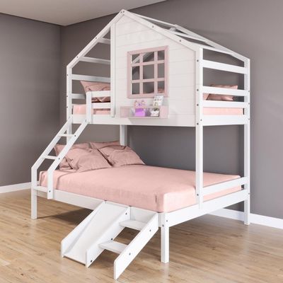 Beliche Casinha Janela Casal Escada/escorregador Rosa