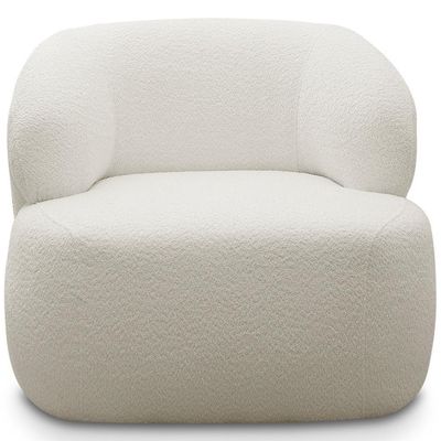 Poltrona Decorativa Fixa Orgânica Para Sala Living Barolo L06 Bouclê Branco - Lyam Decor