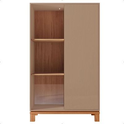 Cristaleira 2 Portas Com Led Interno Jace Cinza Caemmun