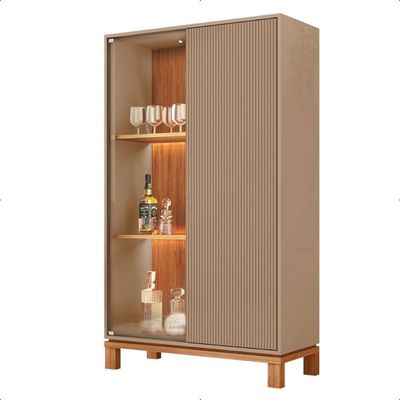 Cristaleira 2 Portas Com Led Interno Jace Cinza Caemmun