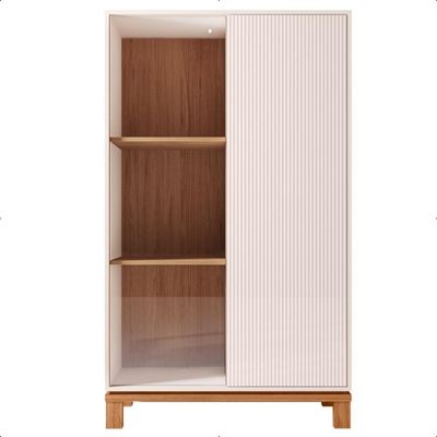 Cristaleira 1 Porta Iluminação Interna Led Jace Bege Caemmun