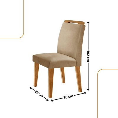 Sala De Jantar Aida 90 Tampo Mdf Canto Copo E Vidro Turim 07 / Off White / Naturale Rip
