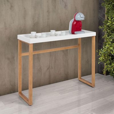 Aparador Buffet Slim Para Sala Cozinha Pés Madeira Tampo MDF Off White
