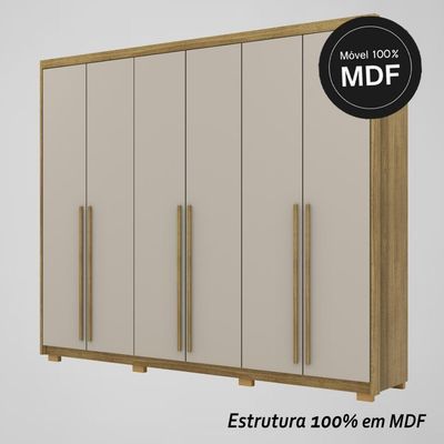 Guarda Roupa Casal 6 Portas 6 Gavetas Dubai Majestic-fendi Nature-fendi