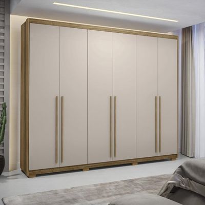 Guarda Roupa Casal 6 Portas 6 Gavetas Dubai Majestic-fendi Nature-fendi