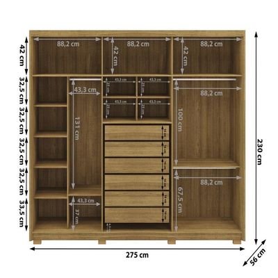 Guarda Roupa Casal 6 Portas 6 Gavetas Dubai Majestic-fendi Nature-fendi