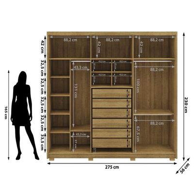 Guarda Roupa Casal 6 Portas 6 Gavetas Dubai Majestic-fendi Nature-fendi