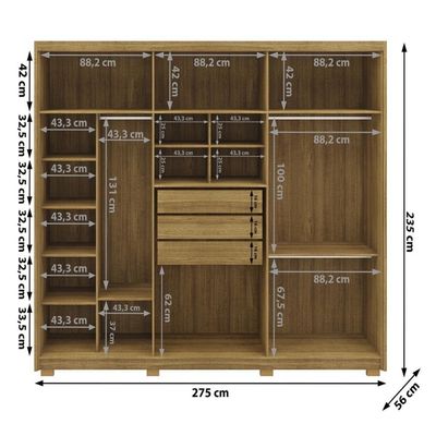 Guarda Roupa Casal 6 Portas 3 Gavetas Dubai Majestic-fendi Nature-fendi