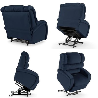 Poltrona Do Papai Reclinável Kalie Elevação Lift Elétrico Fh9 Pu Azul - Mpozenato