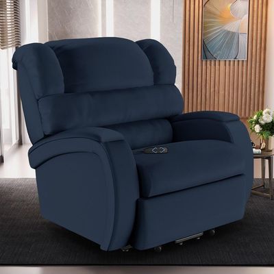 Poltrona Do Papai Reclinável Kalie Elevação Lift Elétrico Fh9 Pu Azul - Mpozenato