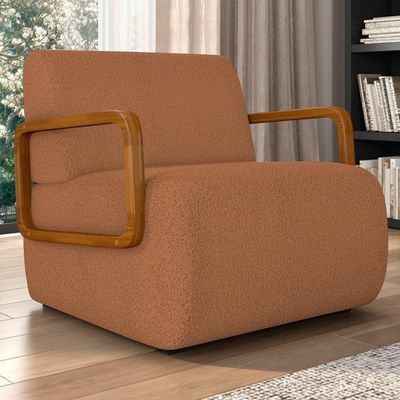 Poltrona Decorativa Orgânica Para Sala Belarus K04 Bouclê Terracota - Mpozenato