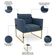 Poltrona Decorativa Base Industrial Dourado Ana Suede Azul Marinho - Ibiza