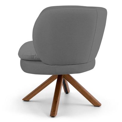 Kit 2 Poltronas Decorativas Melissa Base Giromad Giratória Veludo C-317 Cinza - Domi