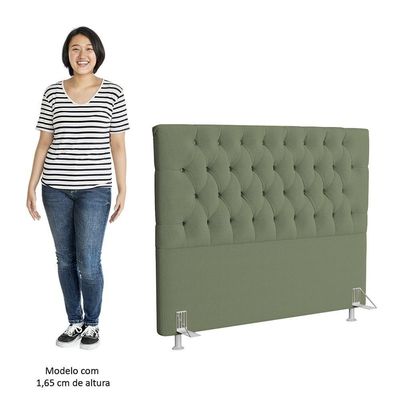 Cabeceira Casal King Cama 195cm Cristal C16 Boucle Verde Oliva - Mpozenato