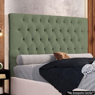 Cabeceira Casal King Cama 195cm Cristal C16 Boucle Verde Oliva - Mpozenato