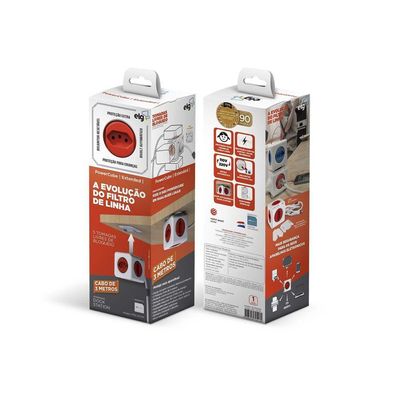 Powercube Extended Pwc-x5/3m Elg Vermelho 5 Tomadas Com Cabo 3m
