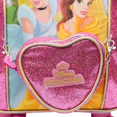 Mochila de 4 Rodinhas Infantil Feminina Princesas Rosa U / Rosa