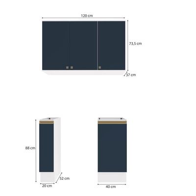 Lavanderia Modulada Kappesberg Celeste - 3 Peças Branco/azul