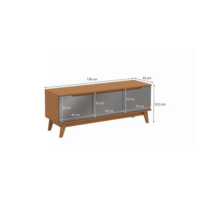 Rack Kappesberg 3 Portas Canela/chumbo 136cm