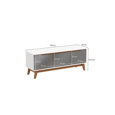 Rack Kappesberg 3 Portas Branco/chumbo 136cm