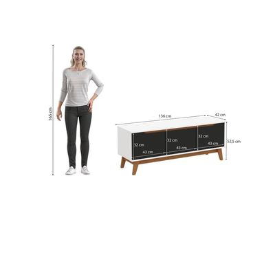 Rack Kappesberg 3 Portas Branco/preto Fosco 136 Cm