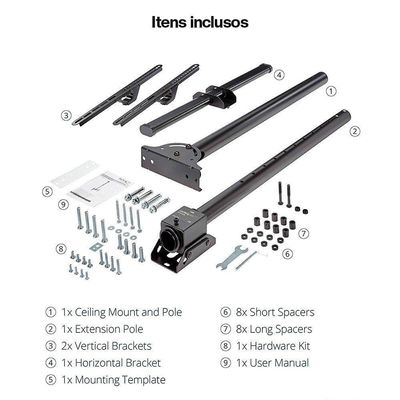 Suporte De Teto Para Tv 32 A 75 Giratório Cts946 Central Suportes