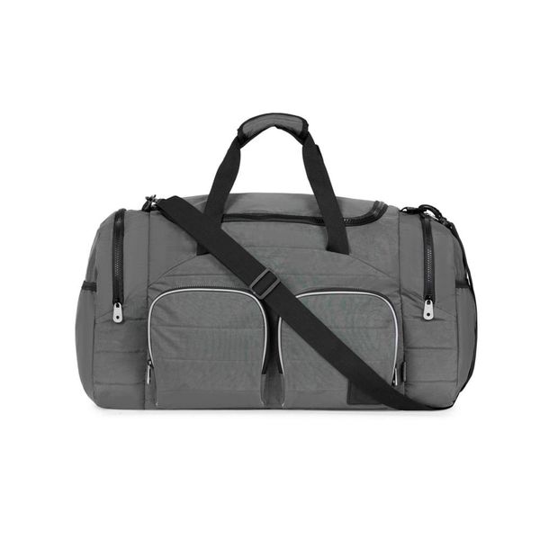 Bolsa de Viagem Color Block Bolso Duplo Frontal Cinza U / Cinza