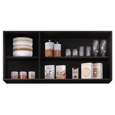 Armário Aéreo De Cozinha 120cm 3 Portas Virgínia Preto - Lumil