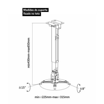 Suporte Projetor De Parede - Teto Mt305-br Branco Multivisão