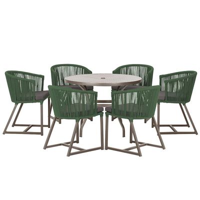 Mesa Com 6 Cadeiras Jantar Noronha Marrom E11 Trama Original Verde