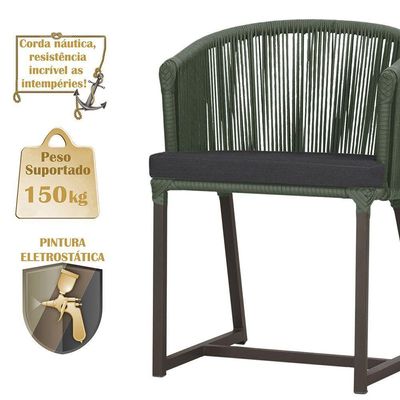 Mesa Com 6 Cadeiras Jantar Noronha Marrom E11 Trama Original Verde